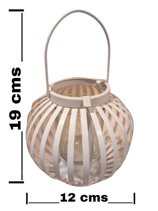 Lámpara Metálica con Recipiente de Vidrio y Cintas